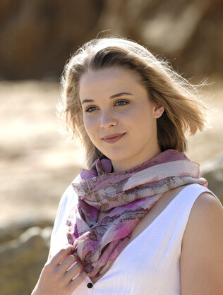 SILK CHIFFON SCARF: Pink Tree Fern