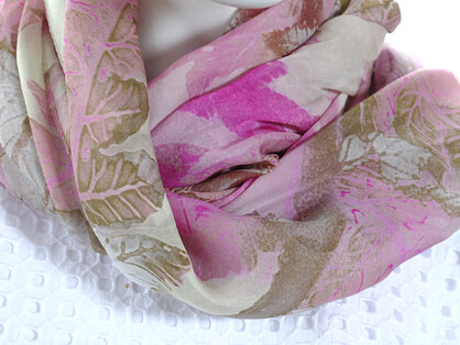 SILK CHIFFON SCARF: Pink Tree Fern