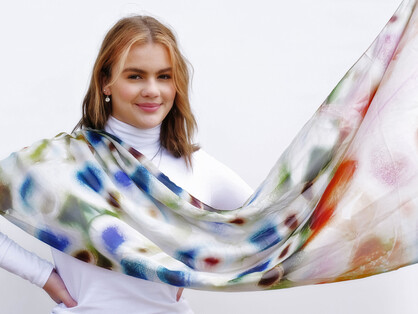SILK CHIFFON SCARF: Gumnuts