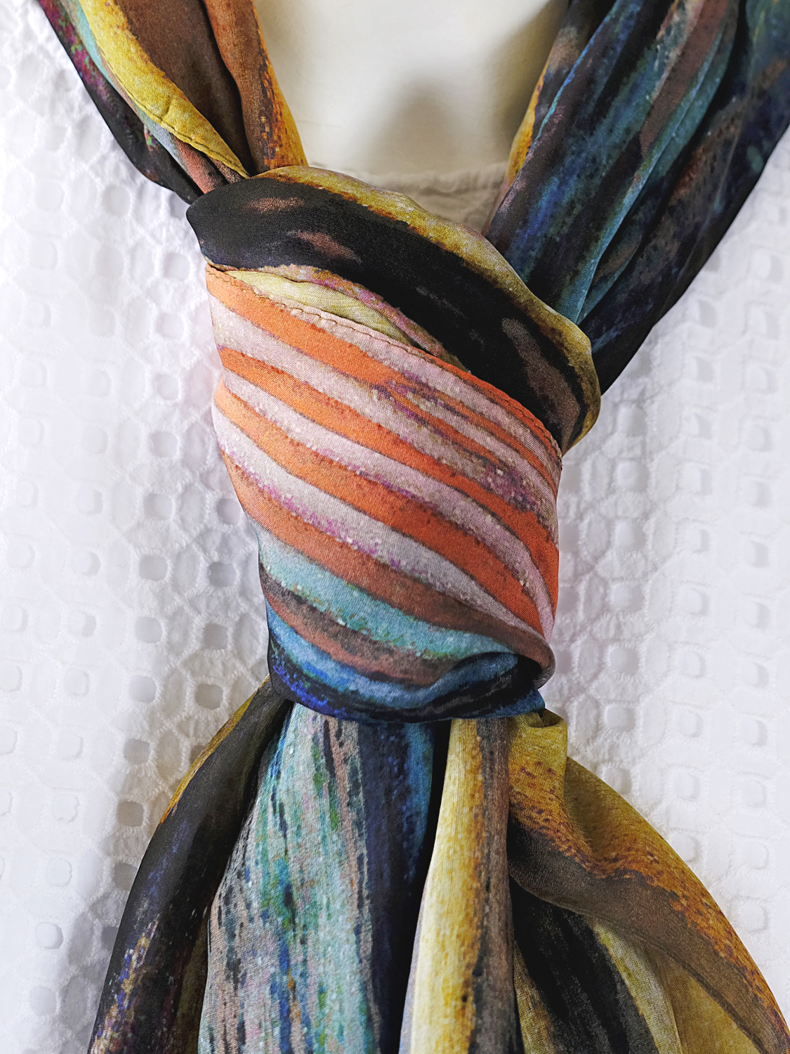 SILK CHIFFON SCARF: Waves