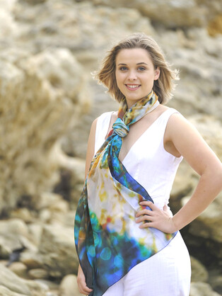 SILK CHIFFON SCARF: Spiral Shell