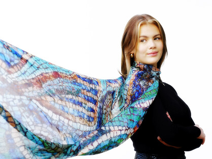 SILK CHIFFON SCARF: Dolphin
