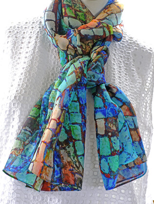 SILK CHIFFON SCARF: Dolphin