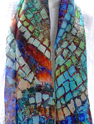 SILK CHIFFON SCARF: Dolphin