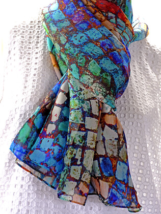 SILK CHIFFON SCARF: Dolphin