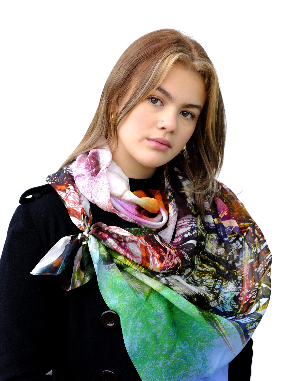 SILK CHIFFON SCARF: Paris Montage