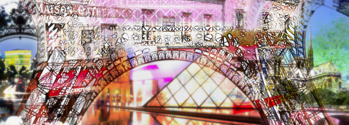 SILK CHIFFON SCARF: Paris Montage