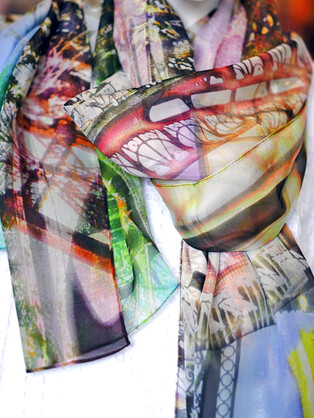 SILK CHIFFON SCARF: Paris Montage
