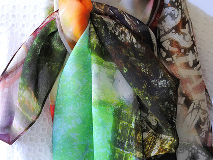 SILK CHIFFON SCARF: Paris Montage