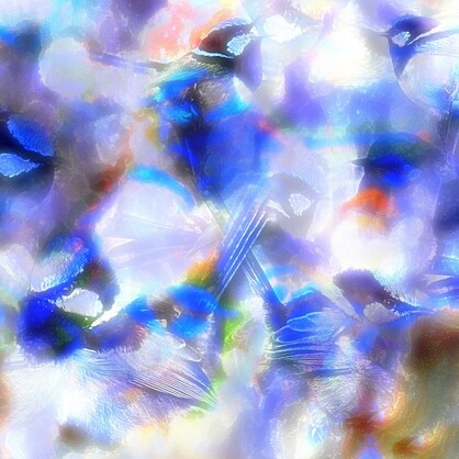 SILK TWILL MINI SCARF: Fairy Wren