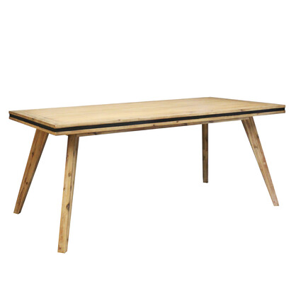 7 Pieces Dining Suite 180cm Medium Size Dining Table & 6X Chairs in Solid Acacia Wooden Frame in Silver Brush Colour
