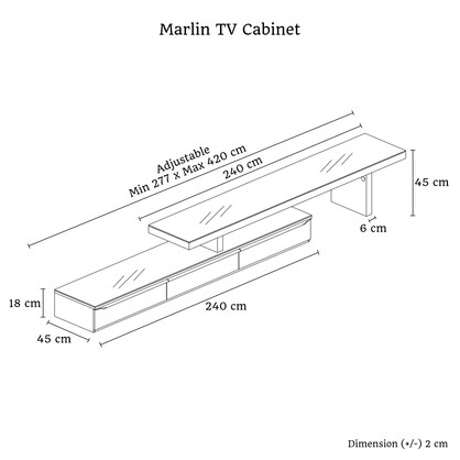 TV Cabinet with 3 Storage Drawers Extendable With Glossy MDF Entertainment Unit in Black Colour