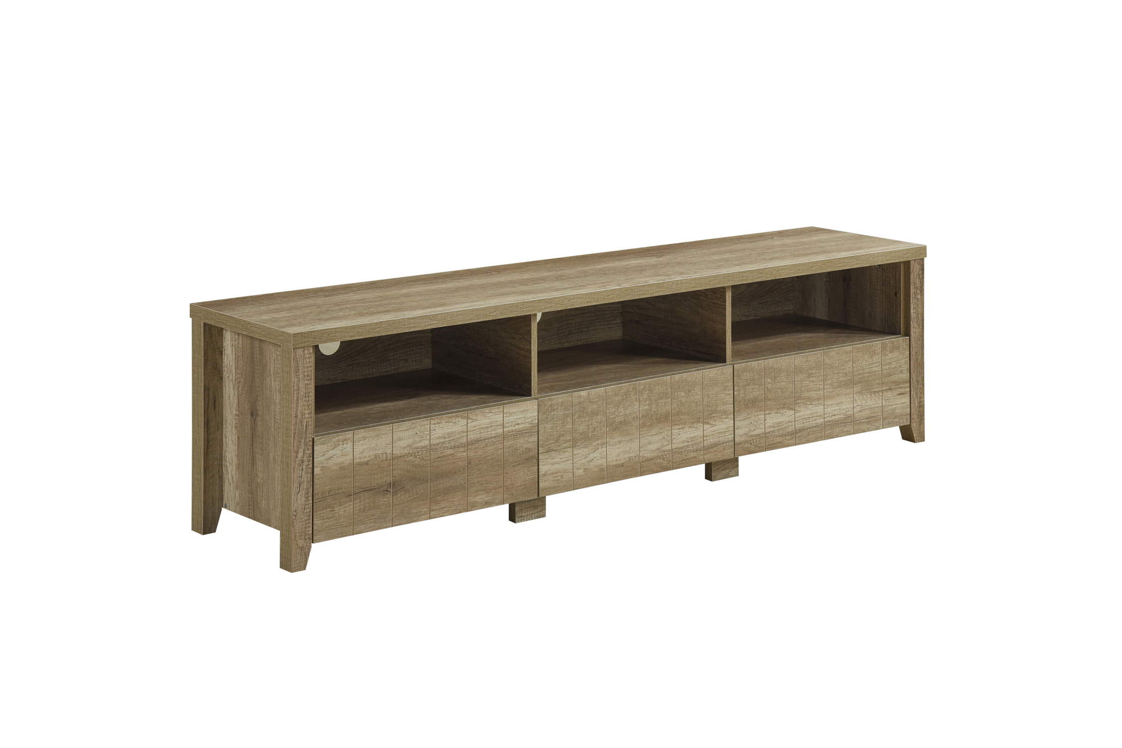 TV Cabinet 3 Storage Drawers with Shelf Natural Wood like MDF Entertainment Unit in Oak Colour