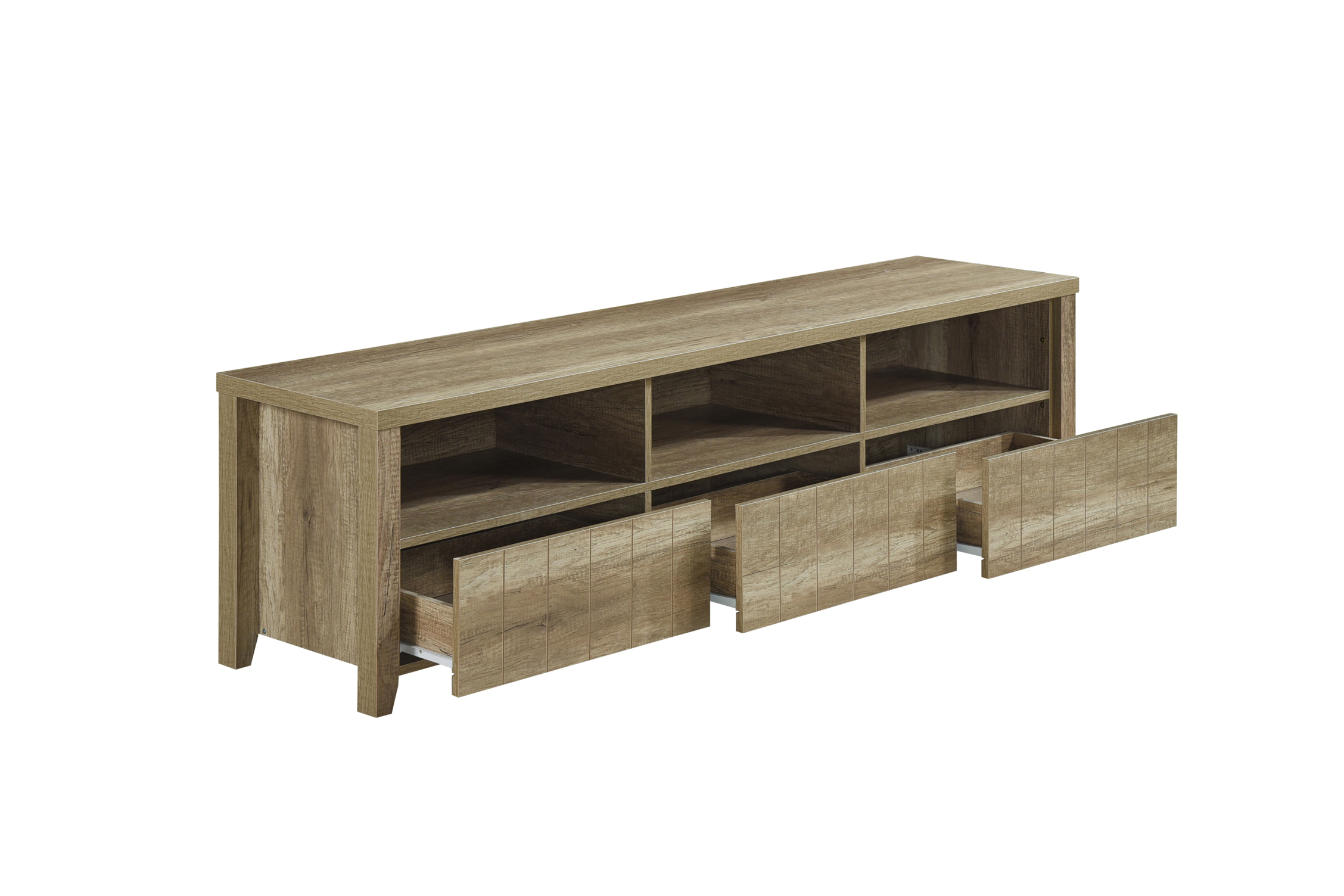 TV Cabinet 3 Storage Drawers with Shelf Natural Wood like MDF Entertainment Unit in Oak Colour