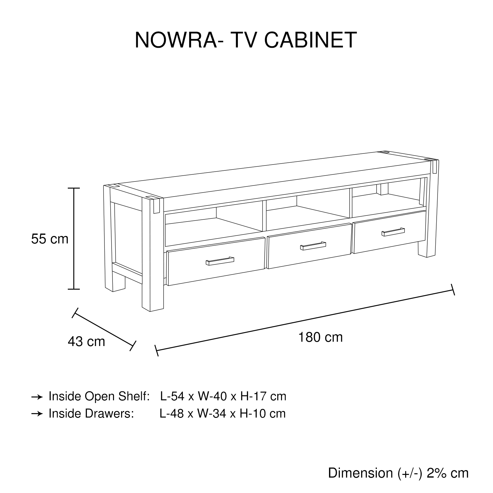 TV Cabinet with 3 Storage Drawers with Shelf Solid Acacia Wooden Frame Entertainment Unit in Oak Colour