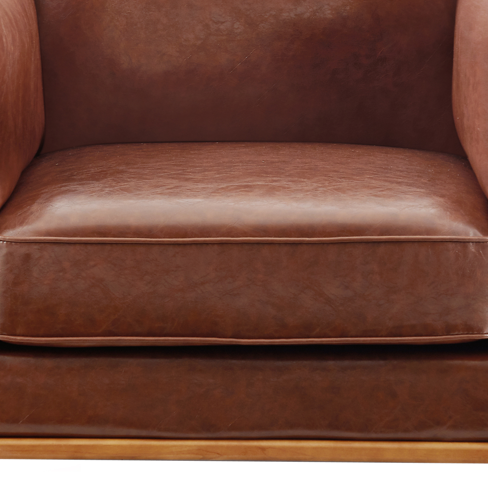 Single Seater Armchair Faux Leather Sofa Modern Lounge Accent Chair in Brown with Wooden Frame