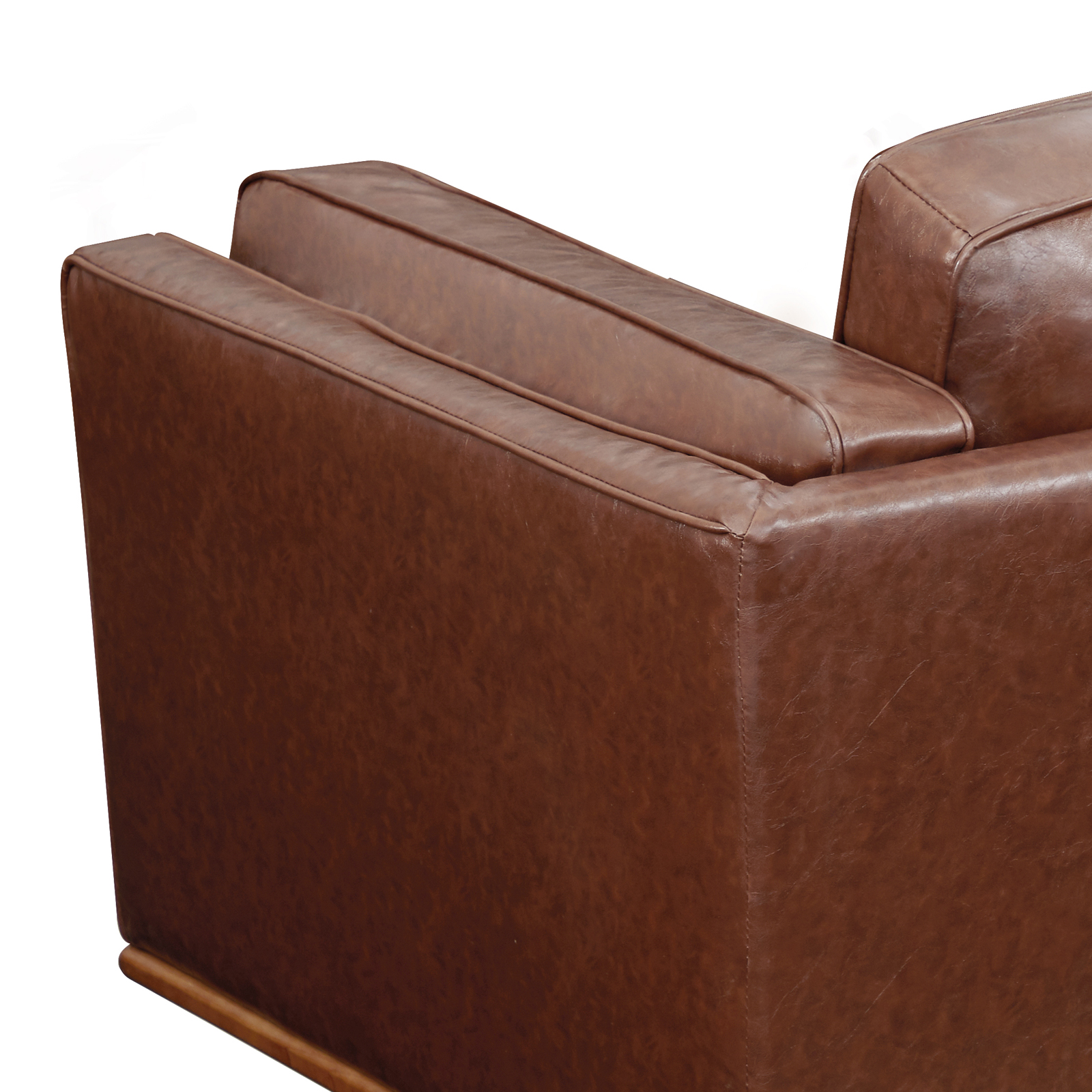 Single Seater Armchair Faux Leather Sofa Modern Lounge Accent Chair in Brown with Wooden Frame