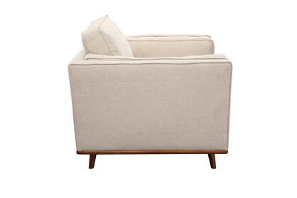 Single Seater Armchair Sofa Modern Lounge Accent Chair in Beige Fabric with Wooden Frame