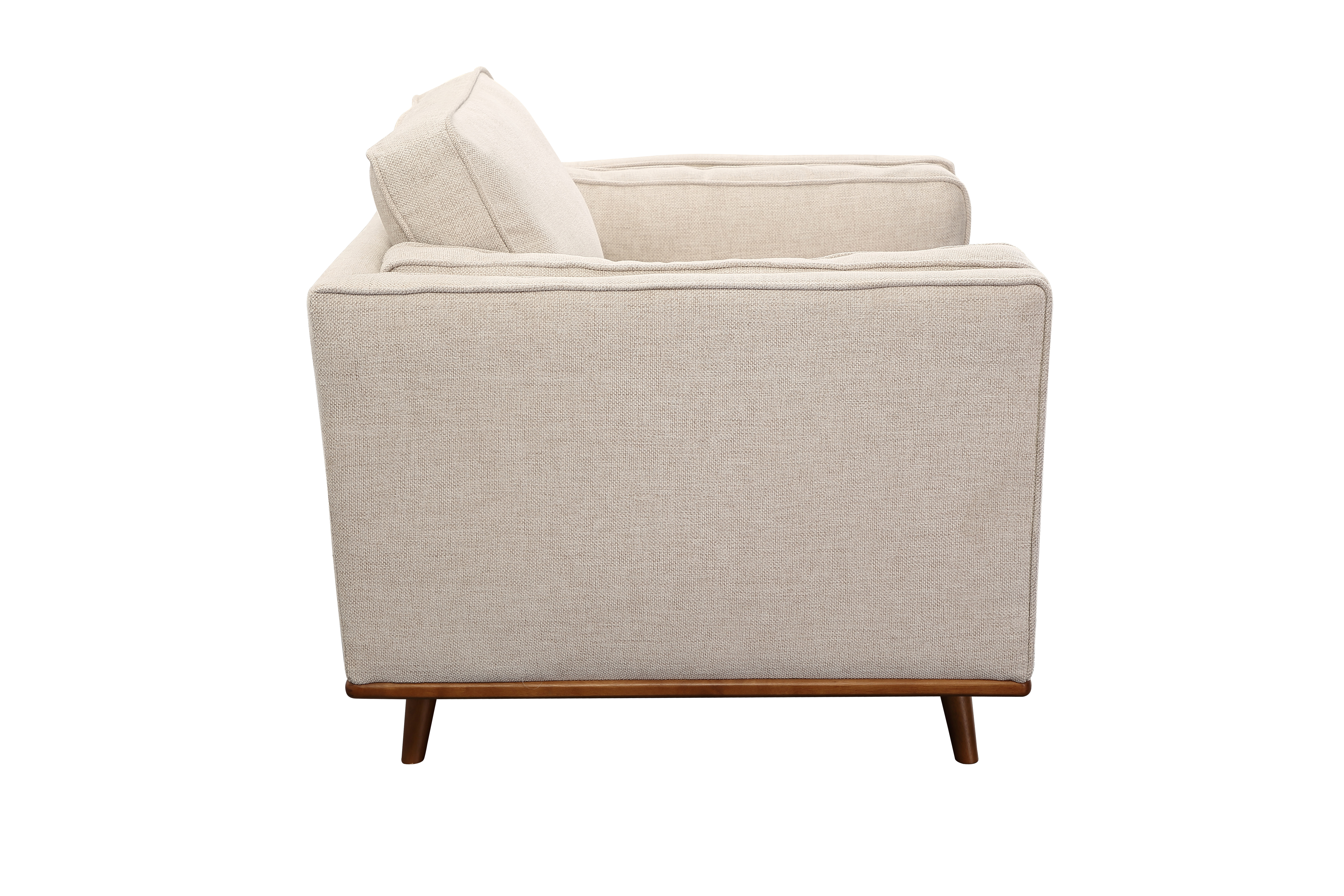 Single Seater Armchair Sofa Modern Lounge Accent Chair in Beige Fabric with Wooden Frame