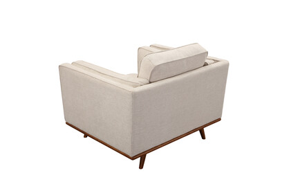 Single Seater Armchair Sofa Modern Lounge Accent Chair in Beige Fabric with Wooden Frame