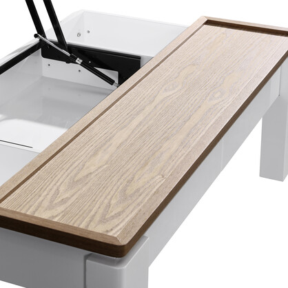 Coffee Table High Gloss Finish Lift Up Top MDF White Ash Colour Interior Storage