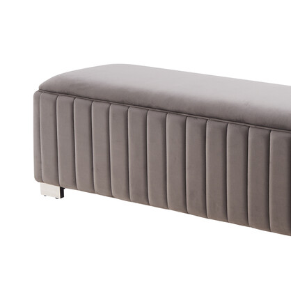 Bench Chair Fabric Padded Upholstered Seat Polished Stainless Steel Feet