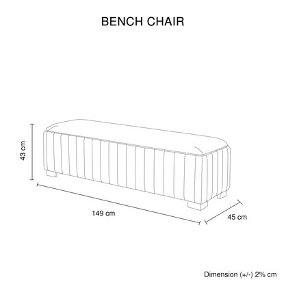 Bench Chair Fabric Padded Upholstered Seat Polished Stainless Steel Feet