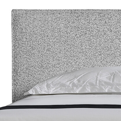 King Bed Frame White Quality Fabric Upholstery with KD Slats
