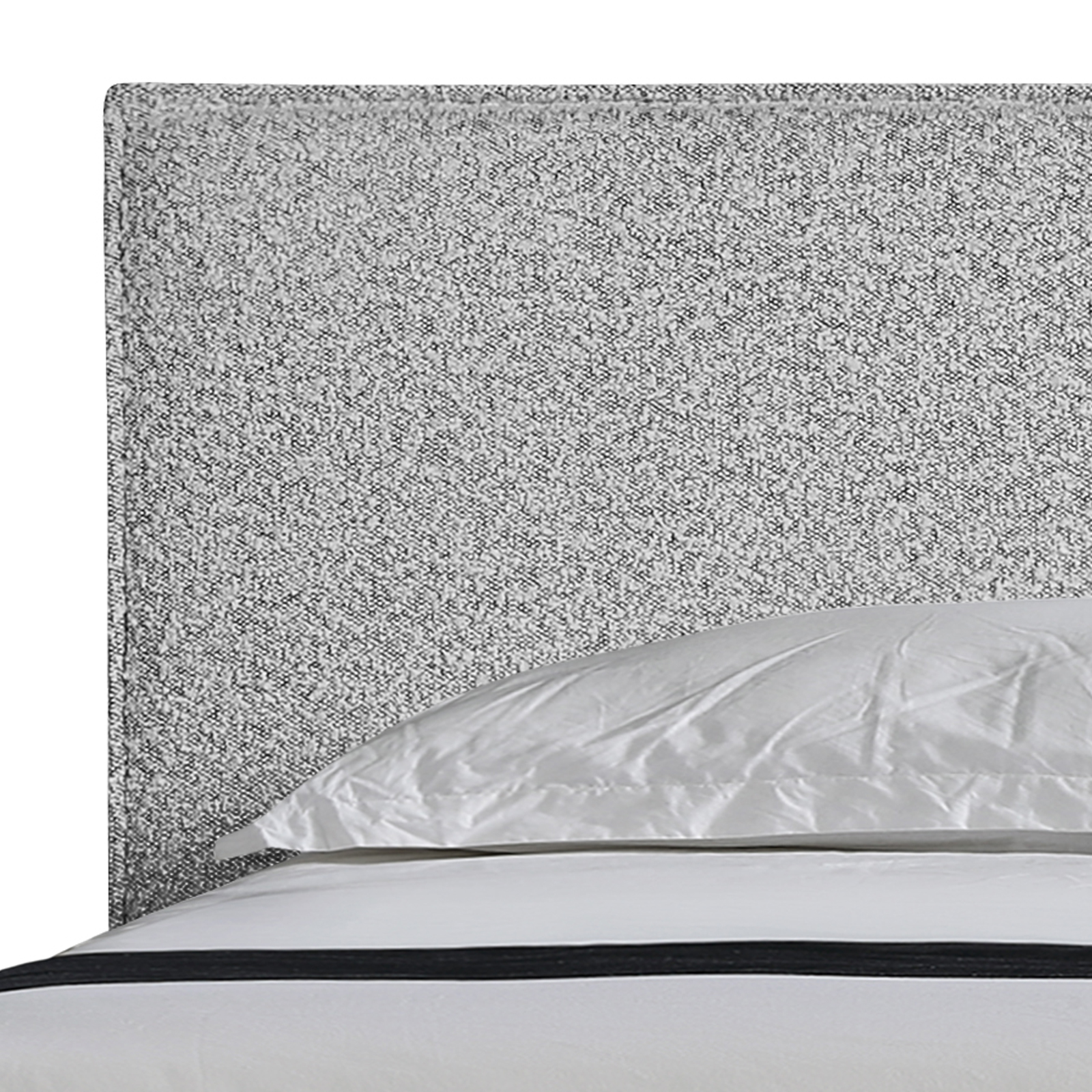 King Bed Frame White Quality Fabric Upholstery with KD Slats