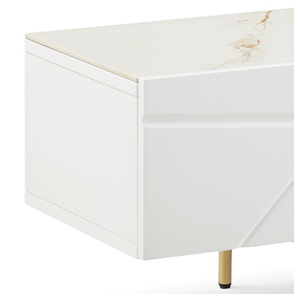TV Cabinet MDF High Gloss Painting Storage Drawers Metal Base