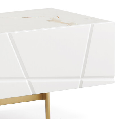 TV Cabinet MDF High Gloss Painting Storage Drawers Metal Base