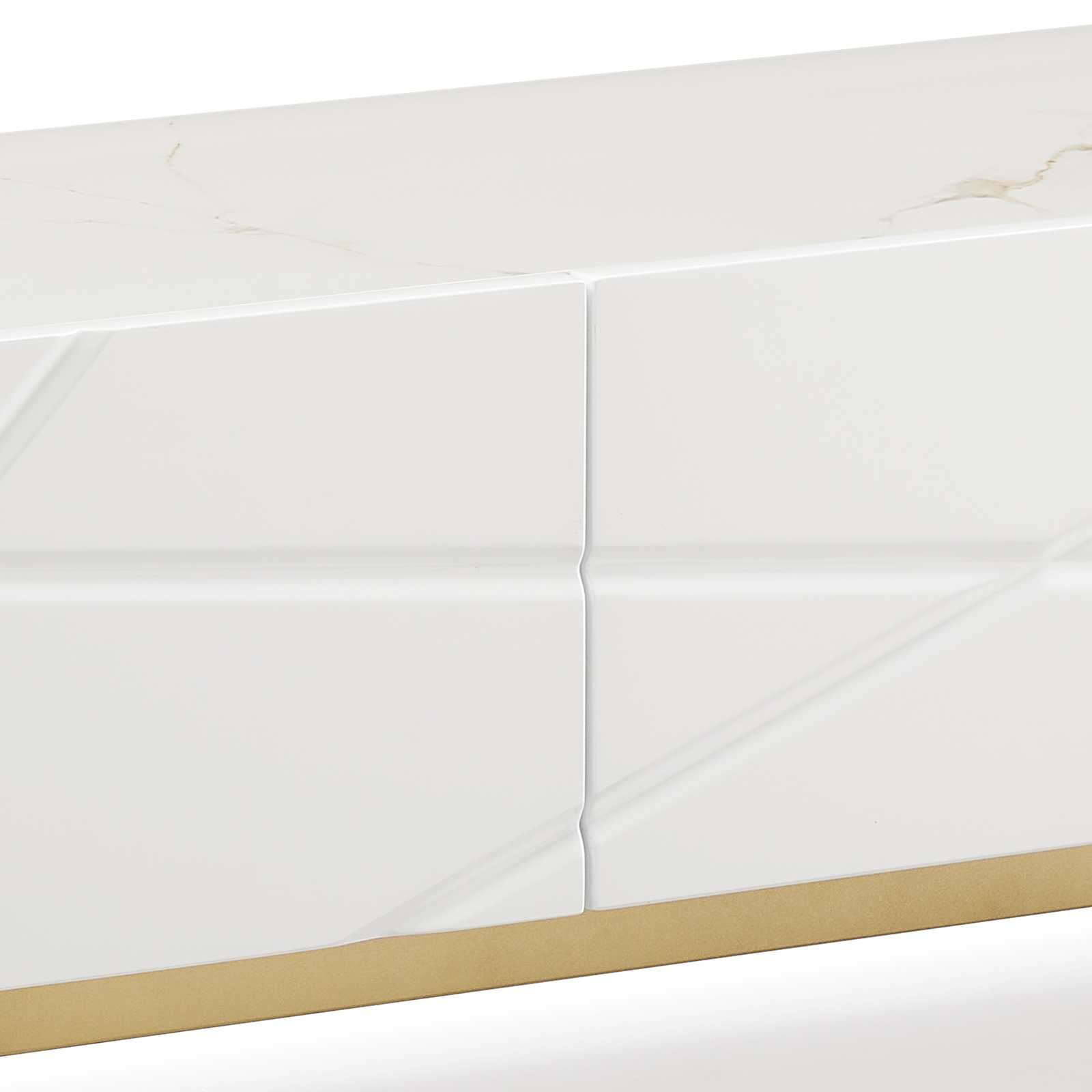 TV Cabinet MDF High Gloss Painting Storage Drawers Metal Base
