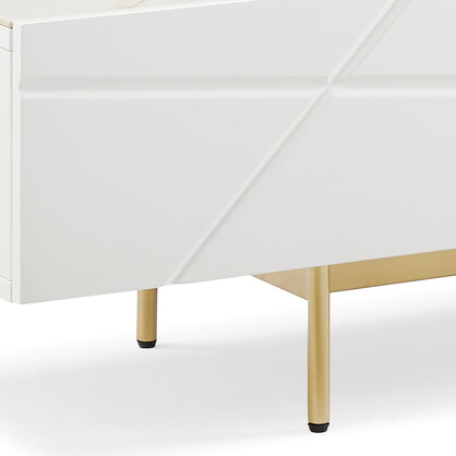 TV Cabinet MDF High Gloss Painting Storage Drawers Metal Base