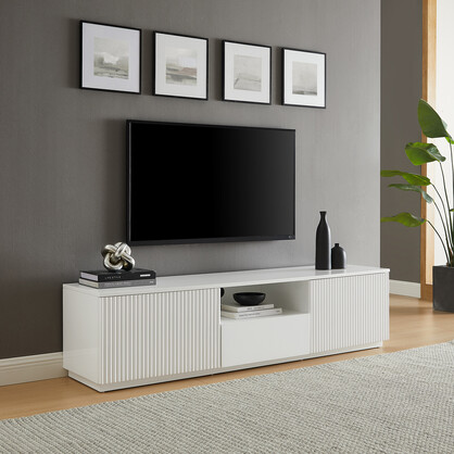 TV Cabinet MDF Board Glossy White Painting Ample Storage