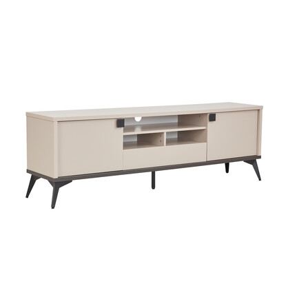 TV Cabinet MDF Particle Board with Melamine Finishing Storage Space Metal Legs