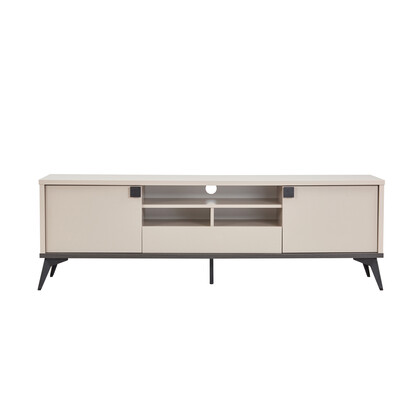 TV Cabinet MDF Particle Board with Melamine Finishing Storage Space Metal Legs