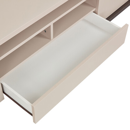 TV Cabinet MDF Particle Board with Melamine Finishing Storage Space Metal Legs