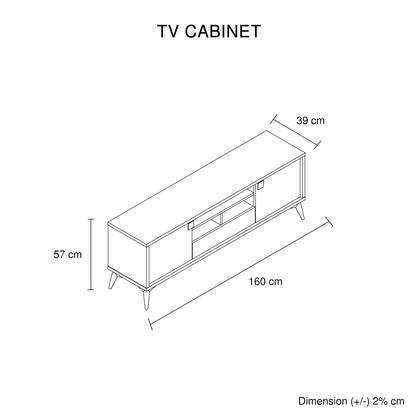 TV Cabinet MDF Particle Board with Melamine Finishing Storage Space Metal Legs