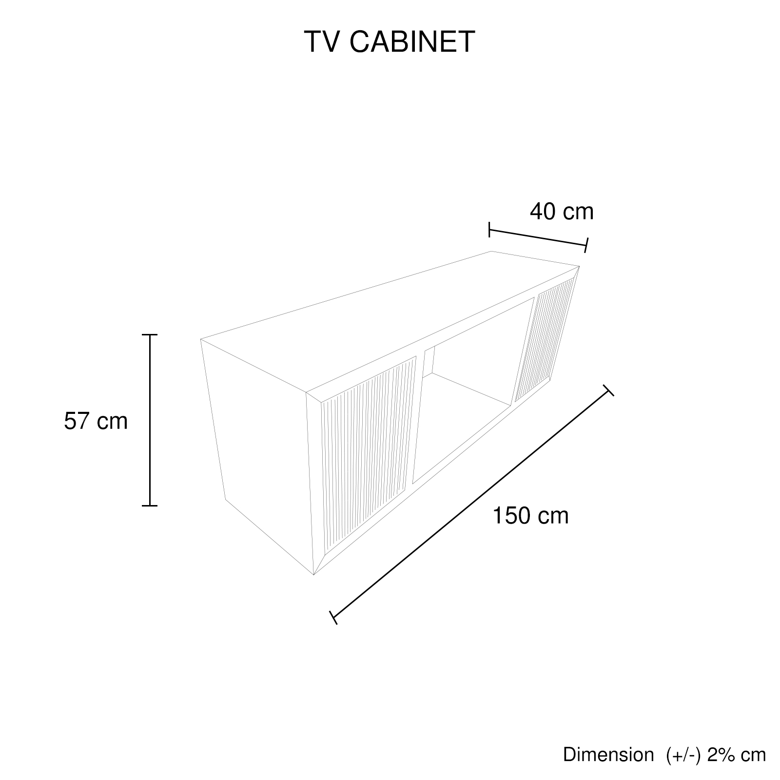TV Cabinet MDF Brown Colour Two Sideboards Open Space