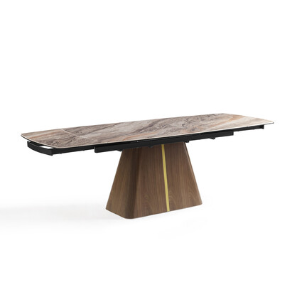Extendable Dining Table MDF Ceramic Glass Table Top Decorative Stripe