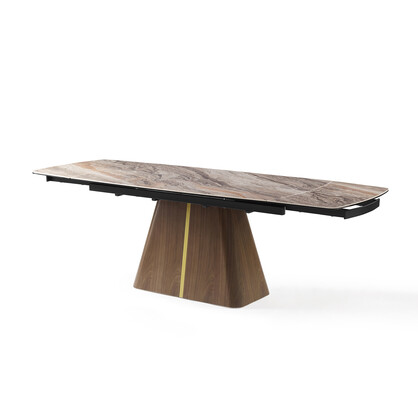 Extendable Dining Table MDF Ceramic Glass Table Top Decorative Stripe