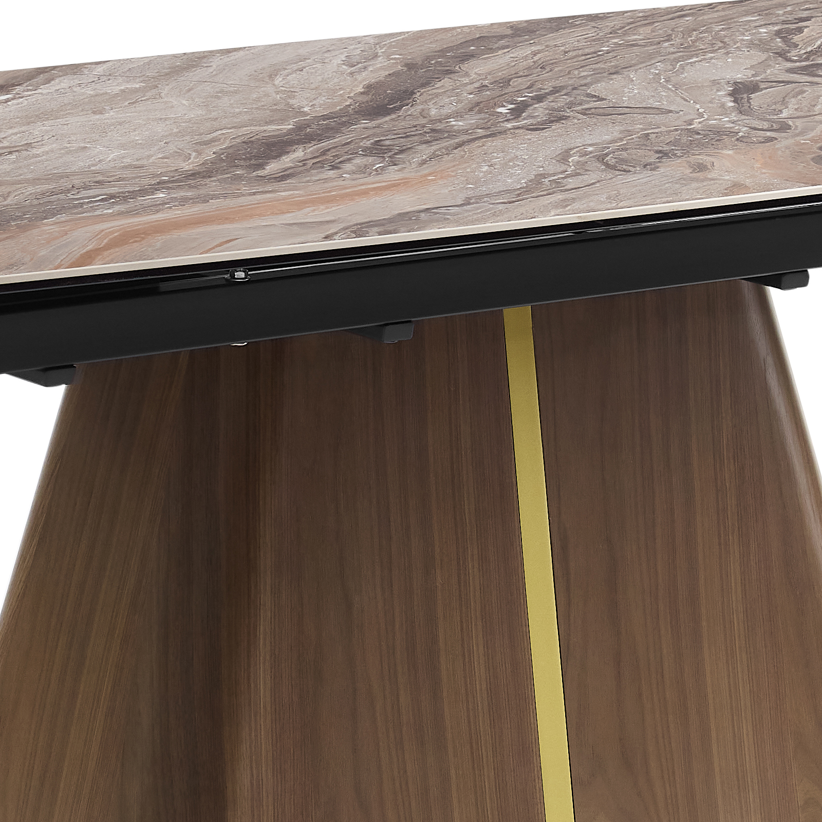 Extendable Dining Table MDF Ceramic Glass Table Top Decorative Stripe