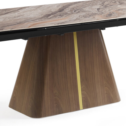 Extendable Dining Table MDF Ceramic Glass Table Top Decorative Stripe