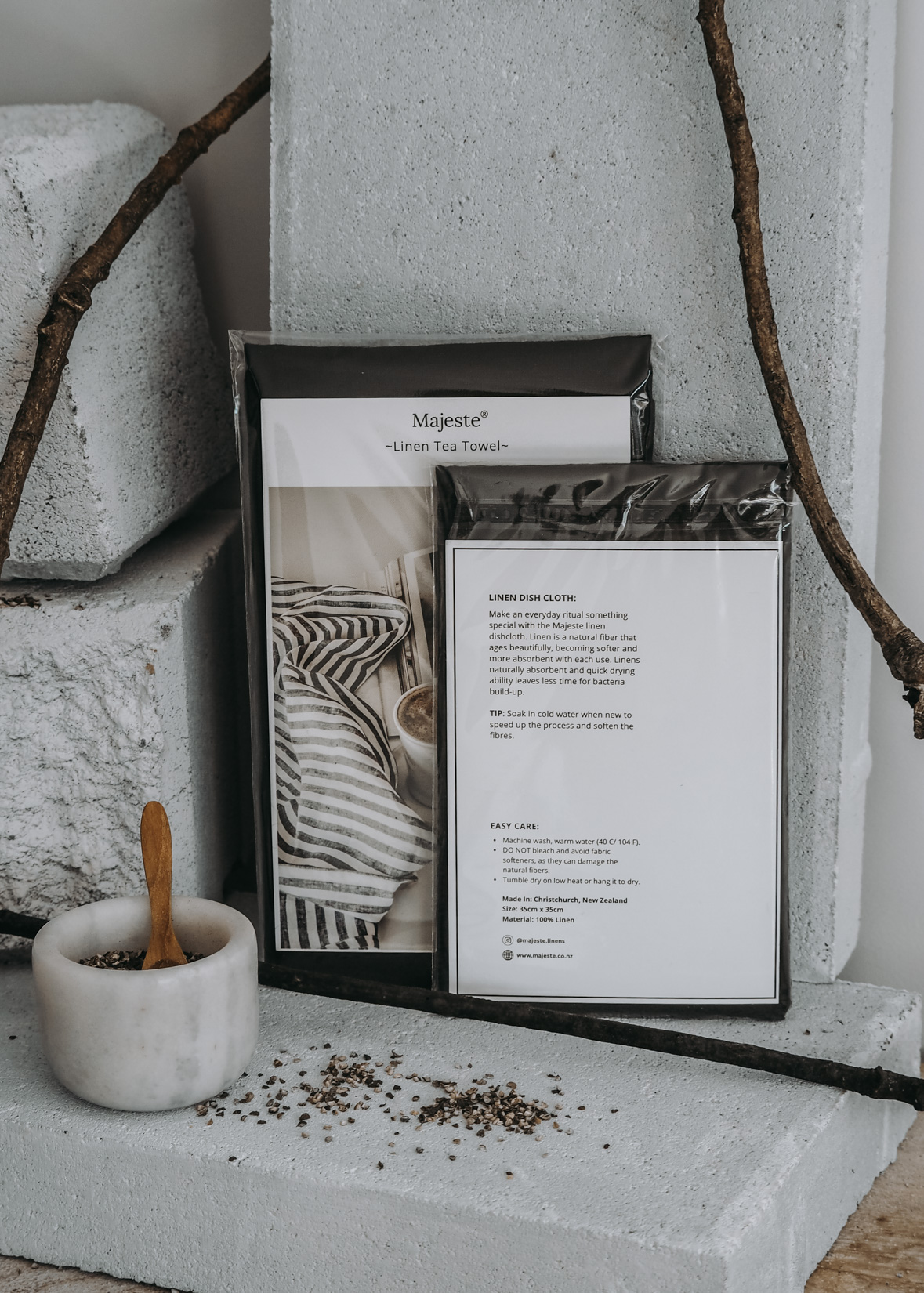 Linen Tea Towel - Ebony
