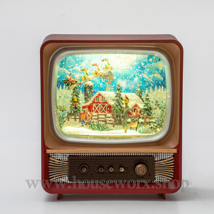 Retro Television Snow Globe - Barn