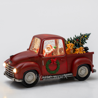 Pickup Truck - Red Snow Globe