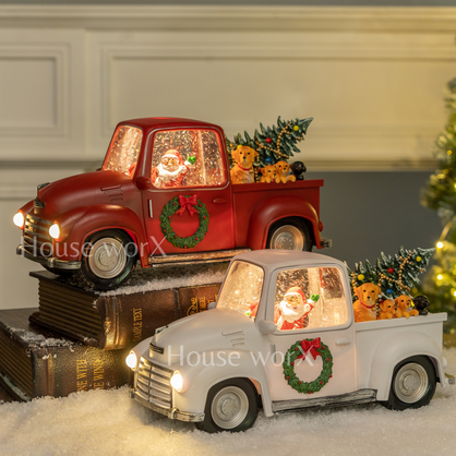 Pickup Truck - Red Snow Globe