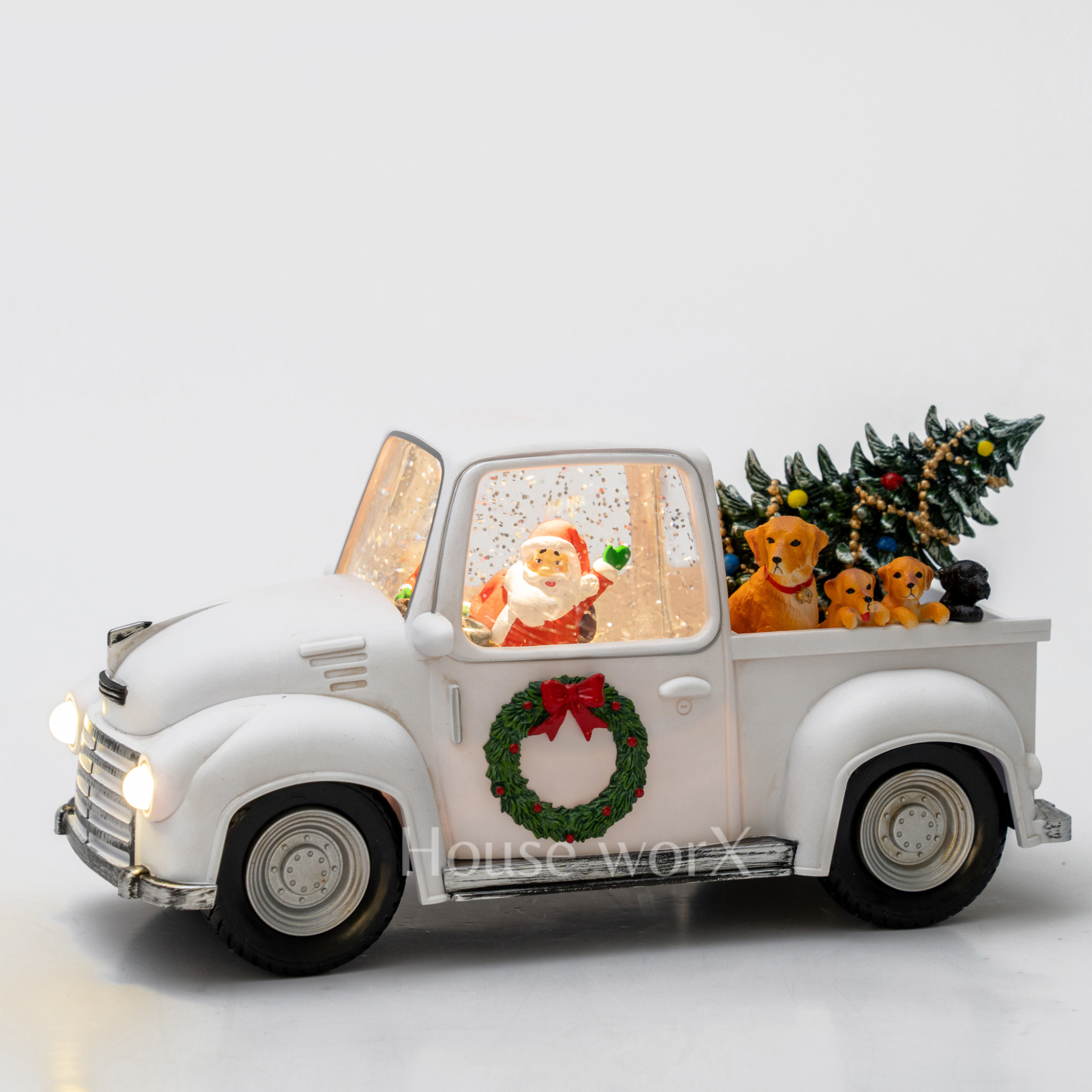 Pickup truck - White Snow Globe