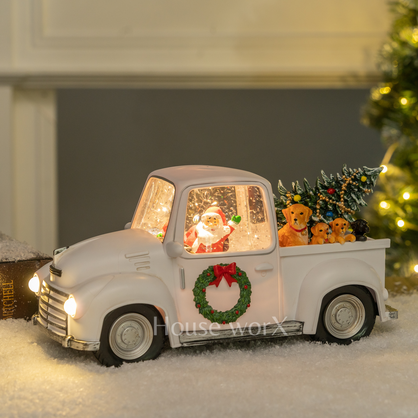 Pickup truck - White Snow Globe