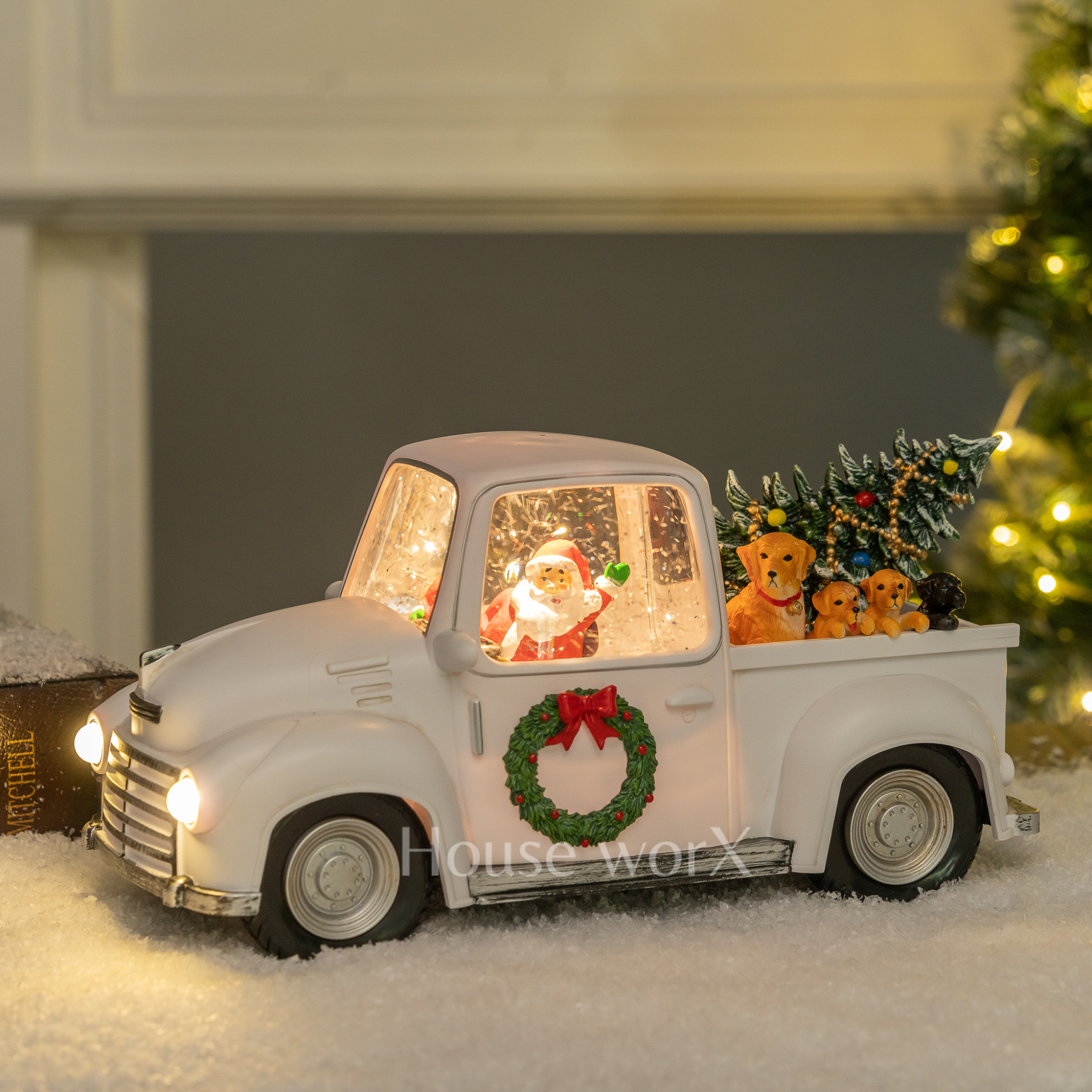 Pickup truck - White Snow Globe